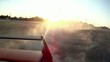 Speed drift on sand into the lake