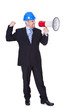 Male Architect Shouting In Megaphone