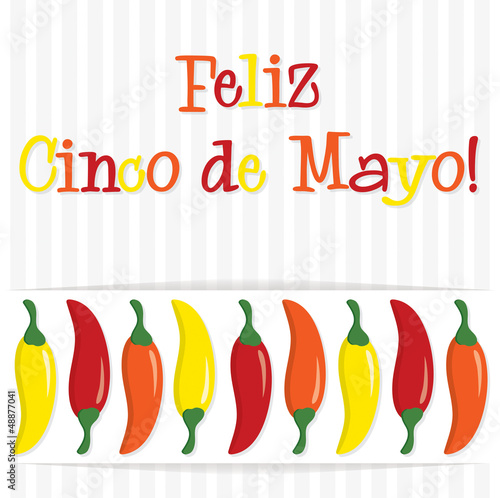 Vector: "Feliz Cinco de Mayo" (Happy 5th of May) chilli card in vector f "Feliz Cinco de Mayo" (Happy 5th of May) chilli card in vector f