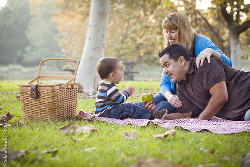 Photo: Happy Mixed Race Ethnic Family Having Picnic In The Park Happy Mixed Race Ethnic Family Having Picnic In The Park