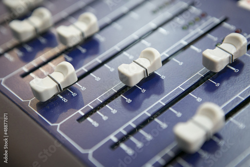 Photo: Close up of mixer console Close up of mixer console