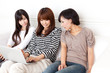 attractive asian women relaxing on the sofa