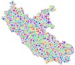 Map of Lazio - Italy - in a mosaic of harlequin bubbles