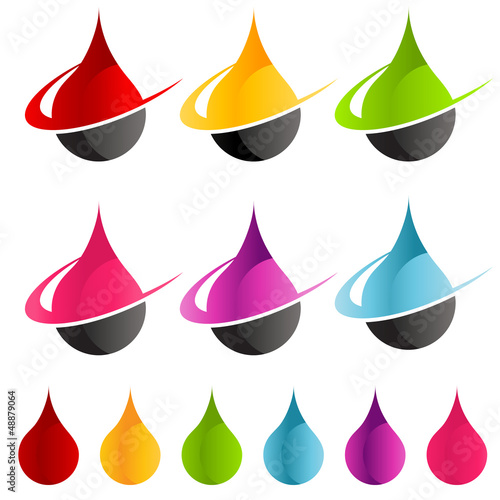 Vector: Colorful Swoosh Raindrop Icons Colorful Swoosh Raindrop Icons