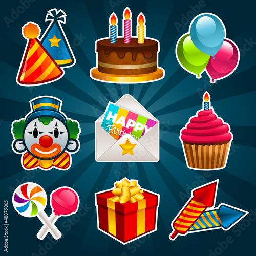 Vector: Happy Birthday Party Icons Happy Birthday Party Icons