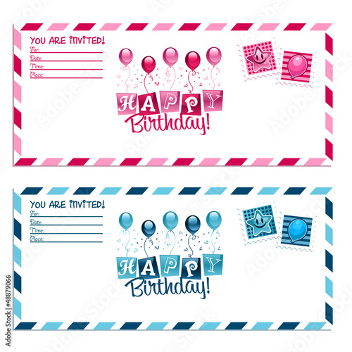Vector: Birthday Party Invitation Envelope Birthday Party Invitation Envelope