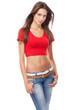Photo: Beautiful slim woman in white t-shirt Beautiful slim woman in white t-shirt