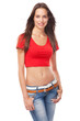 Photo: Beautiful slim woman in white t-shirt Beautiful slim woman in white t-shirt