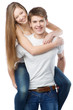 Young couple in white t-shirts