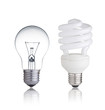 Normal and saver lightbulb with reflection