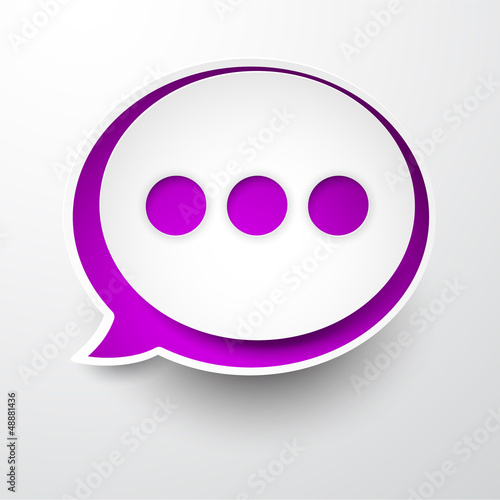 Vector: Paper white-purple round speech bubble. Paper white-purple round speech bubble.
