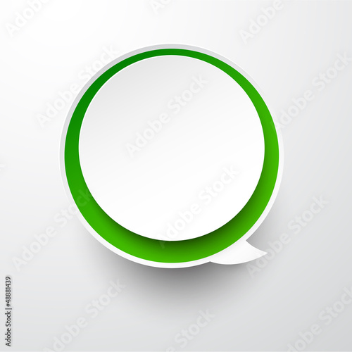 Vector: Paper white-green round speech bubble. Paper white-green round speech bubble.