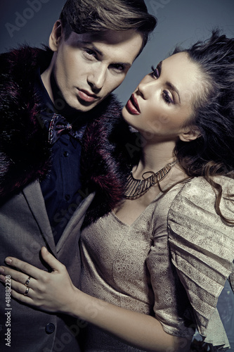 Photo: Beautiful woman hugging her boyfriend Beautiful woman hugging her boyfriend