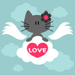 Valentine illustration with cute kitty