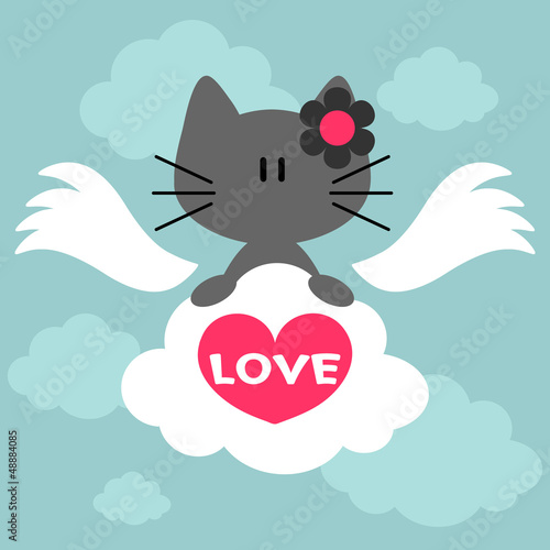 Vector: Valentine illustration with cute kitty Valentine illustration with cute kitty
