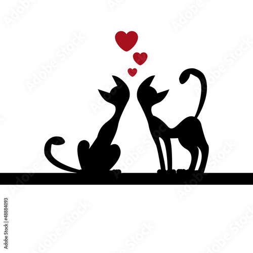 Vector: Two cats in love, valentine illustration Two cats in love, valentine illustration