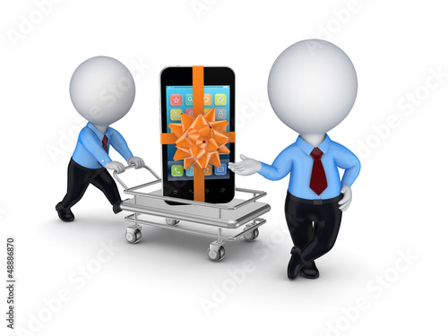 Illustration: Mobile phone on a pushcart. Mobile phone on a pushcart.