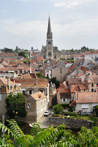 Photo: Medieval French Riverside Village with Church Spire Medieval French Riverside Village with Church Spire