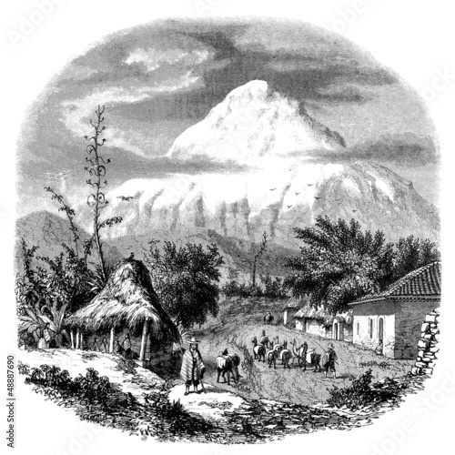 Illustration: South America : Volcano Landscape South America : Volcano Landscape
