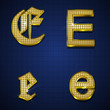 Luxurious alphabets designed with gold diamonds