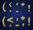 Luxurious alphabets designed with gold diamonds
