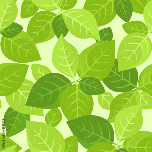 Vector: Seamless background with green leaves. Vector illustration. Seamless background with green leaves. Vector illustration.