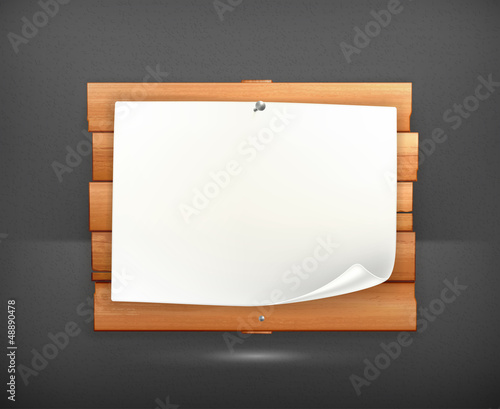 Vector: Announcement on wooden board Announcement on wooden board
