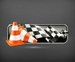 Racing banner with traffic cones