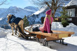 Girls on the sledge. Braunwald, Switzerland