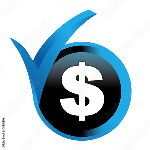 Vector: dollars sur bouton validé bleu dollars sur bouton validé bleu