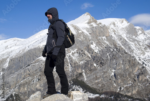 Photo: Mountaineer admiring the view after trek Mountaineer admiring the view after trek