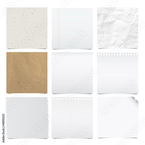 Vector: Collection of note papers background. Collection of note papers background.