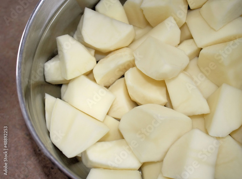 Photo: Fresh Peeled Potatoes In A Pot Of Water - ready for cooking Fresh Peeled Potatoes In A Pot Of Water - ready for cooking