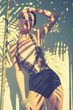 Glamorous lady in lace leotard