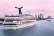 Cruise Ships living Miami harbor, before the sunset