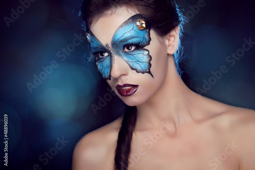Photo: Fashion Make up. Butterfly makeup on face beautiful woman. Art P Fashion Make up. Butterfly makeup on face beautiful woman. Art P