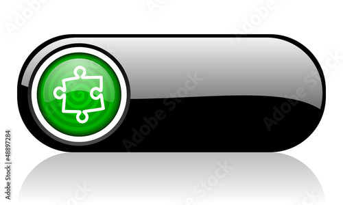 Illustration: puzzle black and green web icon on white background puzzle black and green web icon on white background