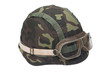 camouflage military helmet with goggles