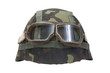 camouflage military helmet with goggles