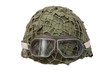 camouflage military helmet with goggles