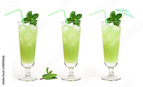 Photo: Green cocktail with cubes ice Green cocktail with cubes ice