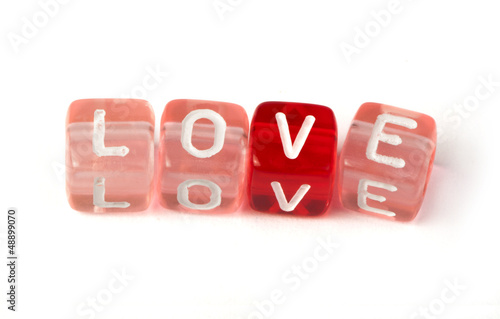 Photo: Word love on multicolored cubes Word love on multicolored cubes
