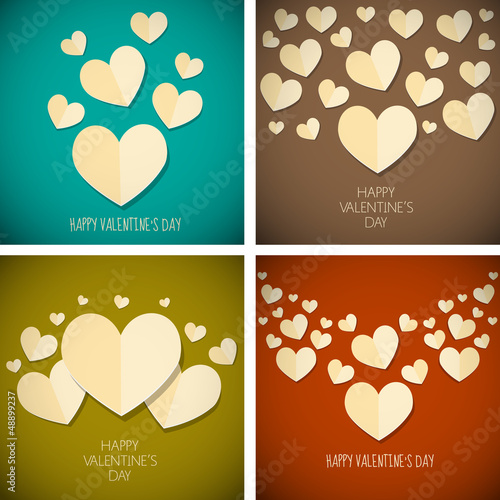 Vector: retro vintage happy valentine's day background set retro vintage happy valentine's day background set