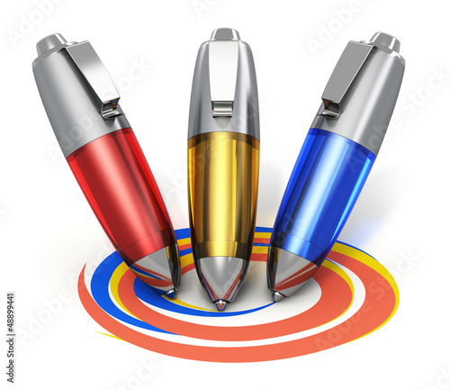 Illustration: Color pens drawing coloful shapes Color pens drawing coloful shapes