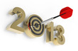 Dart hitting target - New Year 2013 isolated on white