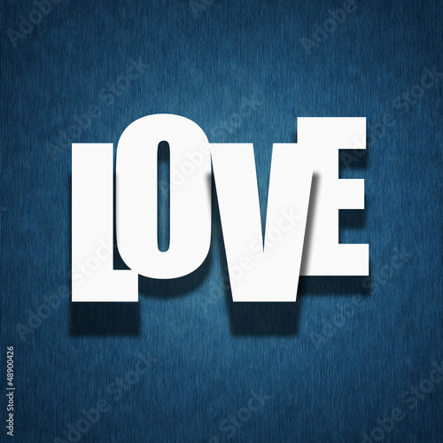Illustration: Love concept - paper letters on textile Love concept - paper letters on textile