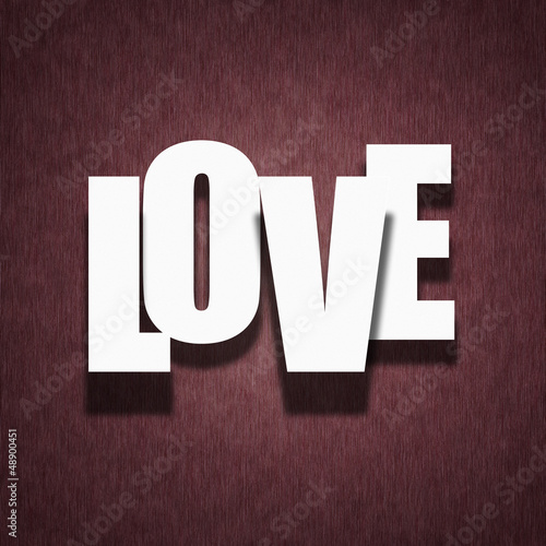Illustration: Love concept - paper letters on textile Love concept - paper letters on textile