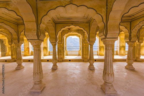 Photo: Columned hall of Amber fort. Jaipur, India Columned hall of Amber fort. Jaipur, India