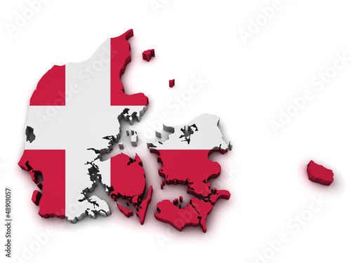 Illustration: Denmark Flag Map Shape Denmark Flag Map Shape