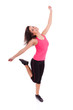 Young beautiful caucasian  fitness woman dancing
